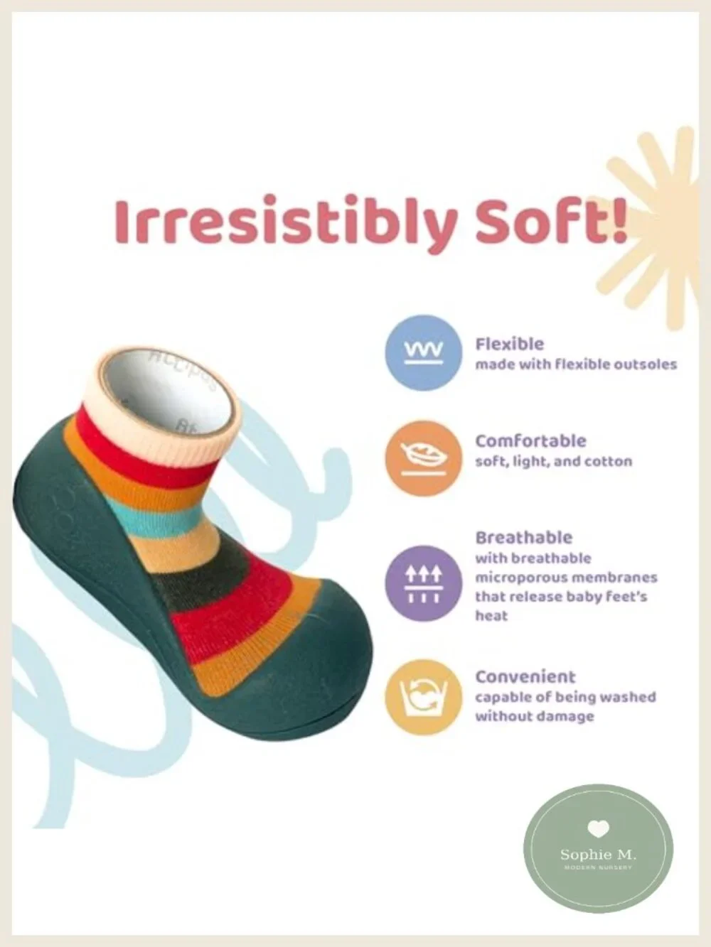 Baby Sock Shoes, Soft Non-Slip Toddler First Walking Shoes, Breathable Infant